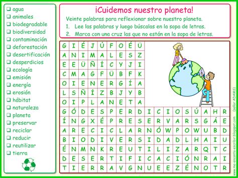 Me encanta escribir en español Cuidemos nuestro planeta sopa de