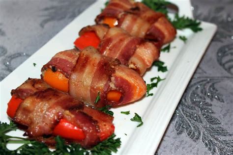 Bacon Wrapped Stuffed Mini Peppers Recipe Just A Pinch Recipes