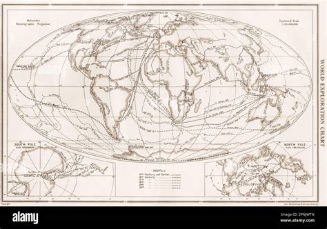 WORLD EXPLORATION Explorers Routes Dates Centuries BARTHOLOMEW 1952