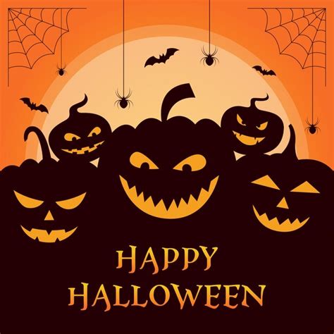 Feliz halloween letras calabazas vector ilustración | Vector Premium