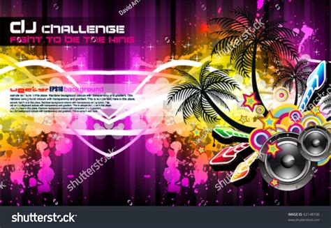 Tropical Disco Party Flyer Palm Rainbow Stock Vector Royalty Free