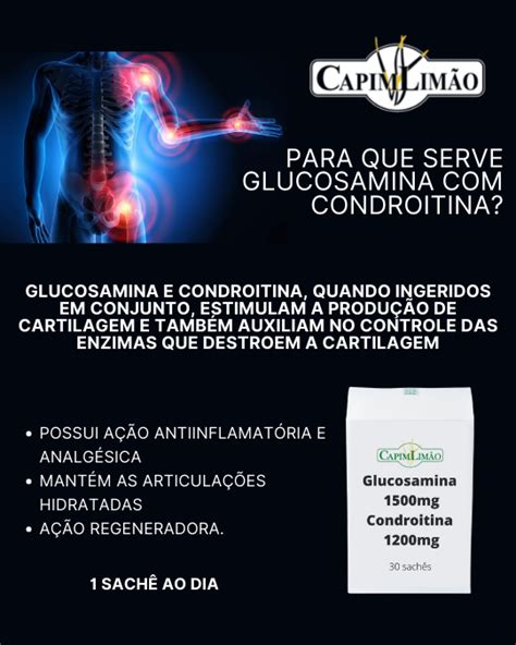 Glucosamina Mg Condroitina Mg Sach Laranja Farm Cia Capim Lim O