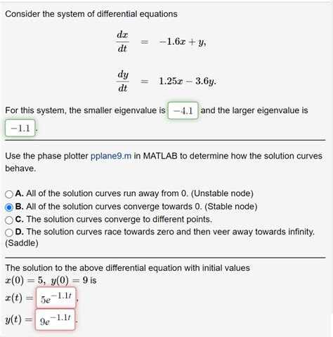 Solved Consider The System Of Differential Equations Chegg