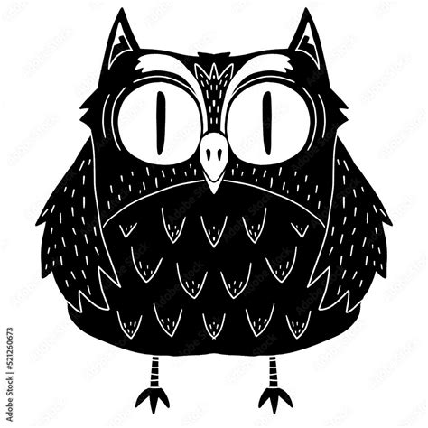 Cute black owl cartoon character Stock Illustration | Adobe Stock