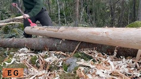 Debarking Logs With Bark Spade And Drawknife 2 0 One Man Traditional