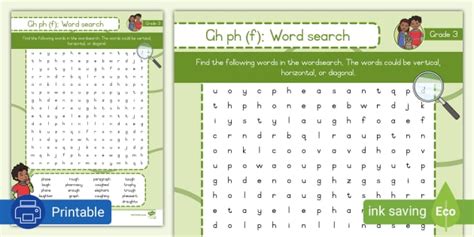 Grade 3 Phonics Gh Ph F Wordsearch Teacher Made