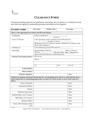 Fillable Online Lpts All Persons Needing Clearance For Graduation