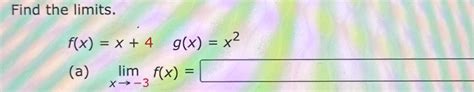 Solved Find The Limits F X X 4 G X X2 A Limx 3f X Chegg