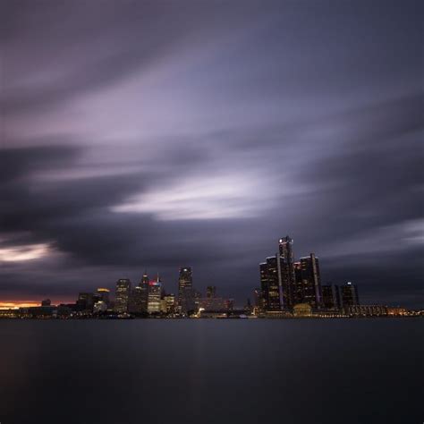 Downtown Skyline at Night - Detroit City - Michigan.Photography