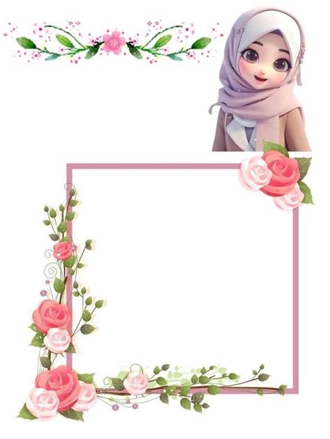 The Frame Is Decorated With Pink Flowers And Green Leaves While There