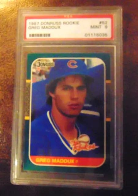 1987 DONRUSS ROOKIES 52 Greg Maddux Carte Recrue PSA COMME NEUF 9 PSA