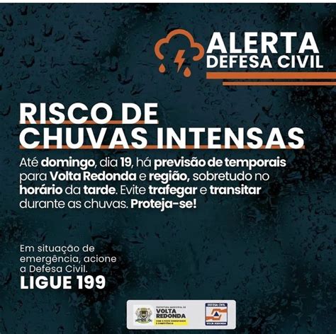 Defesa Civil Faz Alerta Para Risco De Temporais Em Volta Redonda Sul