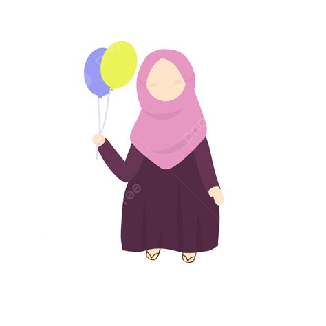 Niña Hijab Sin Rostro Con Globo Png Personaje Sin Rostro Hijab Globo Png Y Psd Para