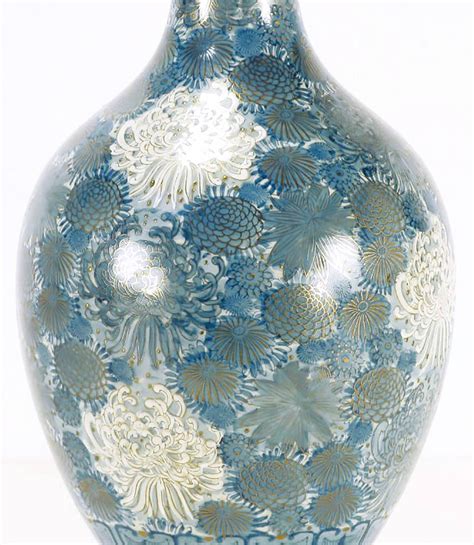 Marbro Hand Painted Blue And White Chrysanthemum Table Lamp White