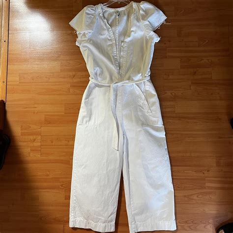 Zara Women S White Jumpsuit Depop