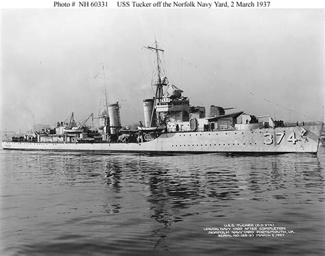 USN Ships USS Tucker DD 374