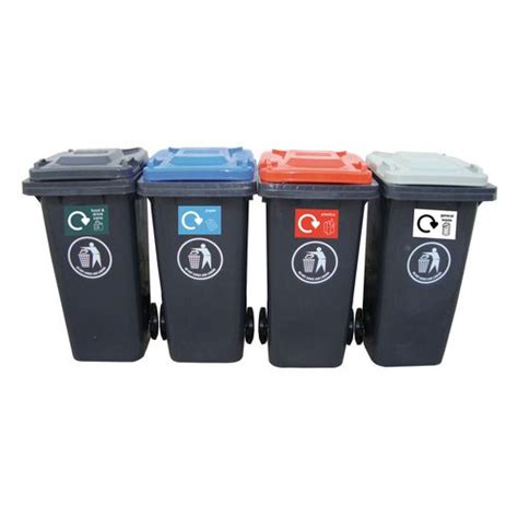 Dark Grey 120l Wheeled Recycling Bins Set Of 4 Hunt Office Ireland