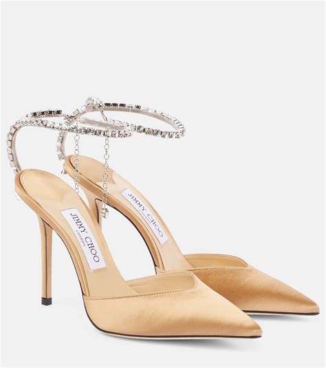 Saeda 100 Embellished Satin Pumps In Beige Jimmy Choo Mytheresa