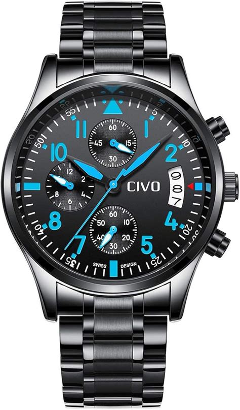 CIVO Montre Chronographe Homme Multifonctionnel Mode Entreprise Montres