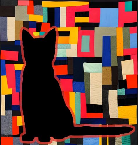 Black Cat Quilt Illustration Free Stock Photo - Public Domain Pictures