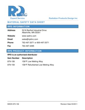 Fillable Online Material Safety Data Sheet Rpd Information Rpd Product