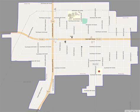 Map of Knox City town, Texas - Thong Thai Real