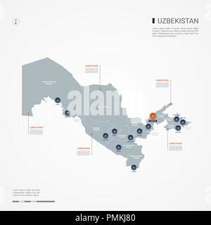 Uzbekistan Political Map Of Administrative Divisions Stock Vector Image