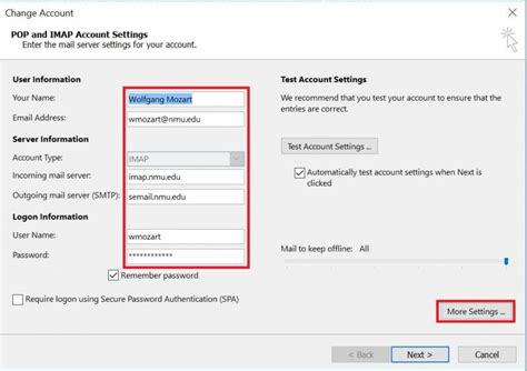 Adding An Imap Account To An Existing Outlook Profile It Services