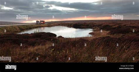 Peak District moorland at the Snake Pass summit Stock Photo - Alamy