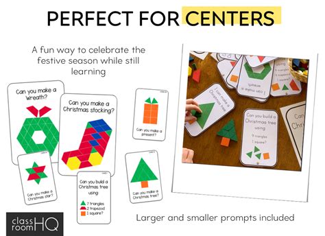 Christmas Stem Pattern Block Challenge Cards Math Activity Classroom Hq