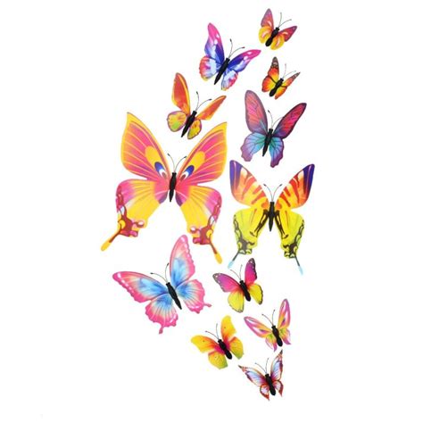 12pcs Pvc 3d Butterfly Wall Decor Cute Butterflies Wall Stickers Art Decals Home Decoration Room