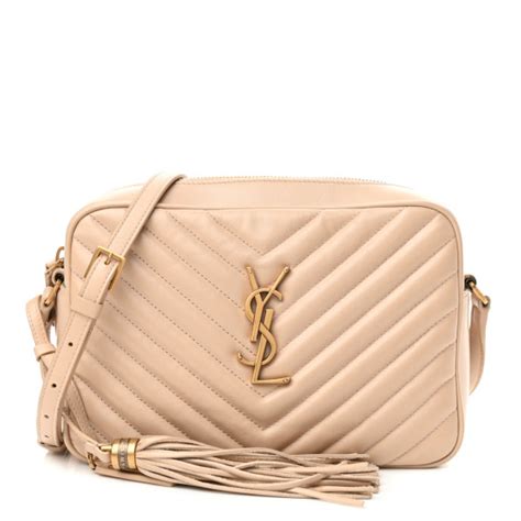 SAINT LAURENT Calfskin Matelasse Monogram Lou Camera Bag Nude Powder 1131652 FASHIONPHILE