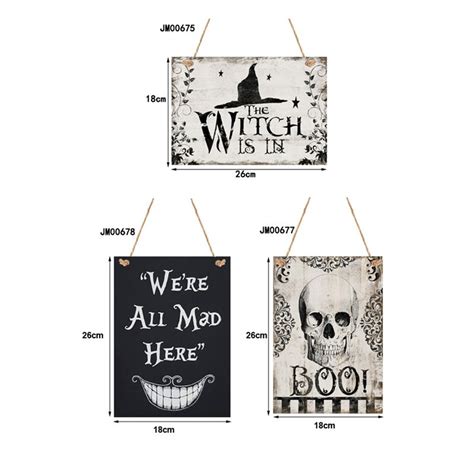 2020 Halloween Hanging Welcome Sign Wooden Plaque Board For Haunted House Home Door Window Wall