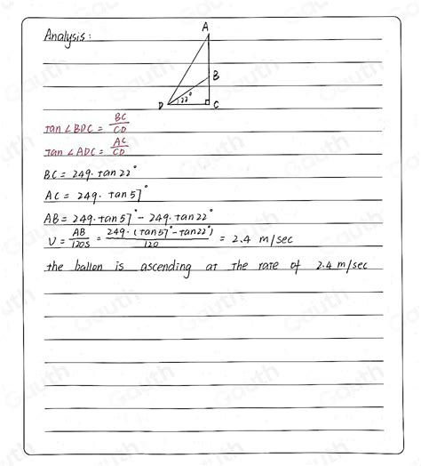 Solved A Hot Air Balloon Is Rising Upward From The Earth At A Constant Rate As Shown In The