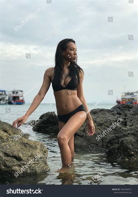Beautiful Thai Girl Wearing Bikini Beach Stock Photo