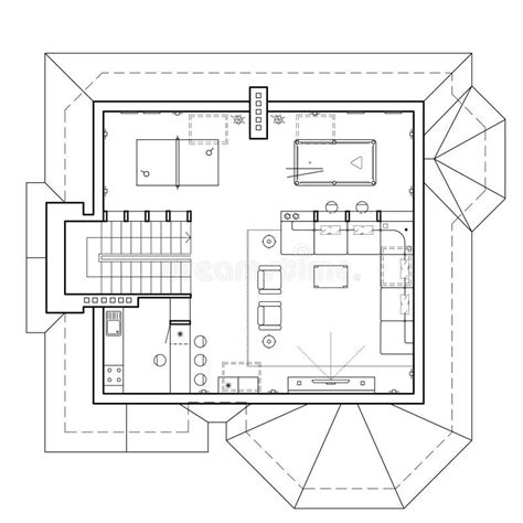 Plan Eines H Uschens Grundriss Mit Den M Beln In Der Zeichnungsansicht