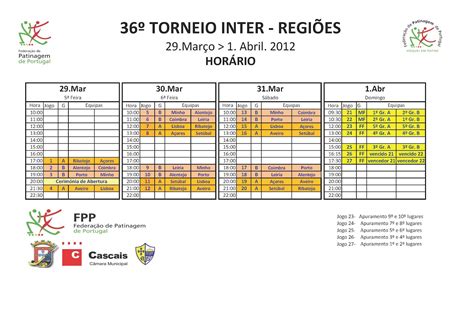 HÓQUEI CLUBE VASCO DA GAMA Calendário de jogos do 36º Inter Regiões 2012