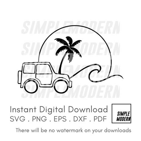 Sun Wave Palm Jeep Svg Simple Modern Svg