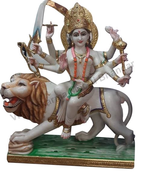 Painted Hindu Durga Mata Marble Statue For Worship Size 2 Feet At Rs