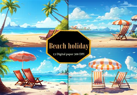 Beach Holiday Background Graphic by Design Station · Creative Fabrica