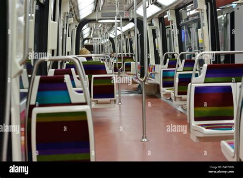 Interior Of Metro Train Paris France Stock Photo Alamy