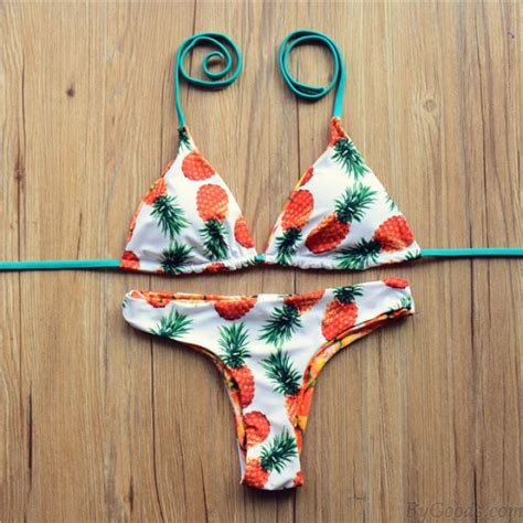 Halter Pineapple Print Multifunction Bikini Unique Swimsuit Bathing Suits Swimwear Bikinis