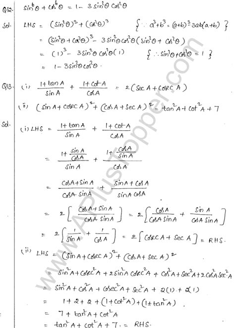 Ml Aggarwal Icse Solutions For Class 10 Maths Chapter 19 Trigonometric