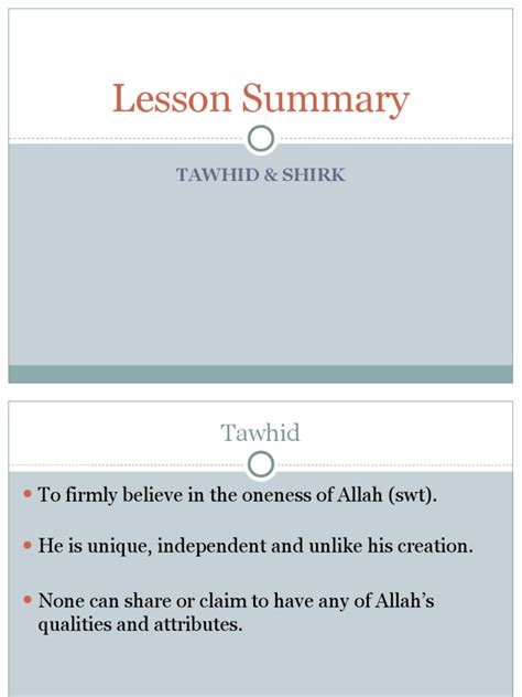 Week 5 Tawhid Shirk 1 | PDF