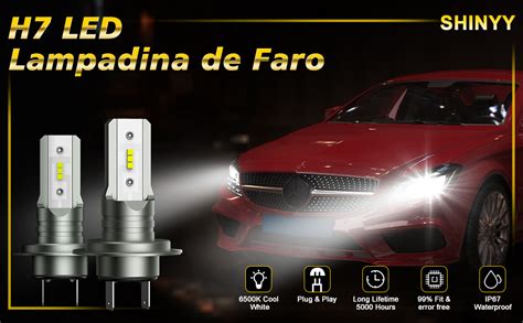 Shinyy Lampadine H Led Fari Per Auto K Bianco Freddo V Csp H