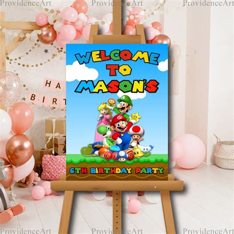 Super Mario Brothers Welcome Sign Super Mario Birthday Party Etsy