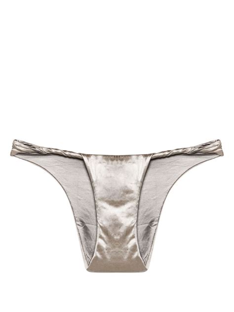 Isa Boulder Twist Detail Bikini Bottoms Silver Editorialist