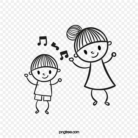 Kids Dancing Clipart Black And White