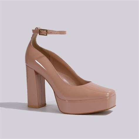 Nude Ankle Strap Women Platform Pumps