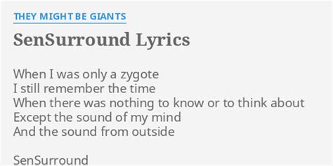 SENSURROUND LYRICS By THEY MIGHT BE GIANTS When I Was Only